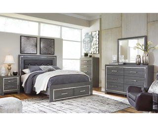 Lodanna Queen Panel Storage Bed, Dresser, Mirror, Chest and Nightstand
