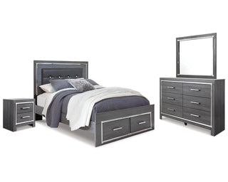 Lodanna Queen Panel Storage Bed with Mirrored Dresser and Nightstand