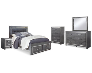 Lodanna Queen Panel Storage Bed, Dresser, Mirror, Chest and Nightstand
