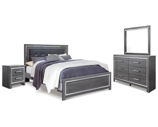 Lodanna King Upholstered Panel Bed, Dresser, Mirror and Nightstand