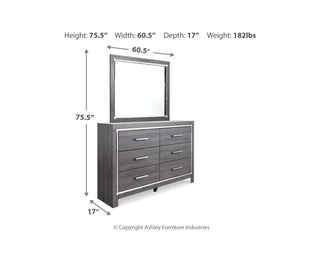 Lodanna King Upholstered Panel Headboard, Dresser, Mirror, and Nightstand