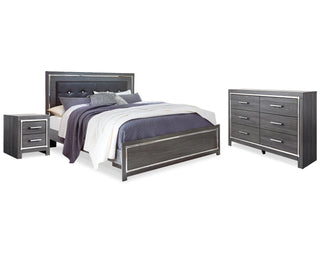 Lodanna King Upholstered Panel Bed, Dresser and Nightstand