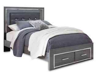 Lodanna Queen Upholstered Panel Storage Bed, Dresser, Mirror, and Nightstand