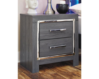 Lodanna King Upholstered Panel Headboard, Dresser, Mirror, and Nightstand