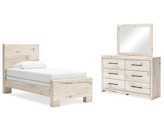 Lawroy Twin Panel Bed, Dresser and Mirror