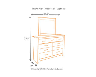 Zelen Full Panel Bed, Dresser and Mirror