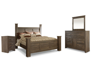 Juararo King Poster Bed, Dresser, Mirror and Nightstand