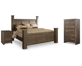 Juararo King Poster Bed, Chest and Nightstand