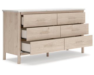 Cadmori Queen Upholstered Panel Bed, Dresser and Nightstand