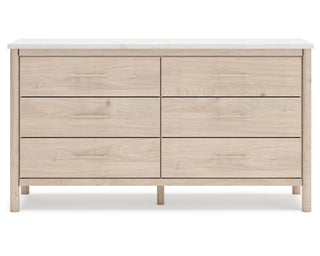 Cadmori Queen Upholstered Panel Bed, Dresser and Nightstand