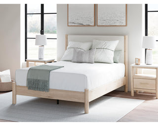 Cadmori Queen Upholstered Panel Bed, Dresser and Nightstand