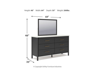 Cadmori Full Upholstered Panel Bed, Dresser and Mirror