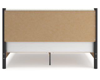 Cadmori King Upholstered Panel Bed, Dresser and Mirror