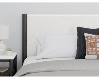 Cadmori King Upholstered Panel Bed, Dresser and Mirror
