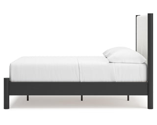 Cadmori Full Upholstered Panel Bed, Dresser and Mirror