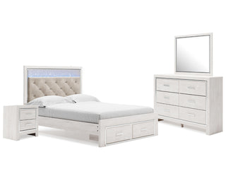 Altyra Queen Panel Storage Bed with Mirrored Dresser and Nightstand