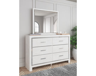 Altyra Queen Bookcase Panel Bed, Dresser, Mirror and Chest