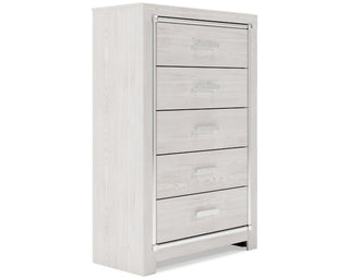 Altyra Queen Upholstered Panel Bed, Dresser, Mirror, and Chest