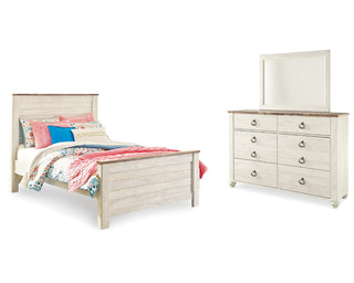 Willowton Full Panel Bed, Dresser and Mirror