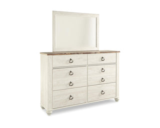 Willowton King Sleigh Bed, Dresser, Mirror and Chest