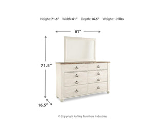 Willowton Full Panel Bed, Dresser and Mirror