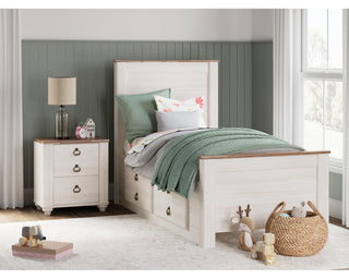 Willowton Twin Panel Bed with 2 Storage Drawers