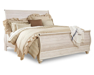 Willowton King Sleigh Bed, Dresser, Mirror and Chest