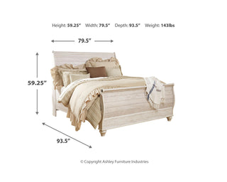 Willowton King Sleigh Bed, Dresser, Mirror and Chest