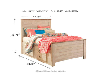 Willowton Full Panel Bed with Storage, Dresser and Mirror