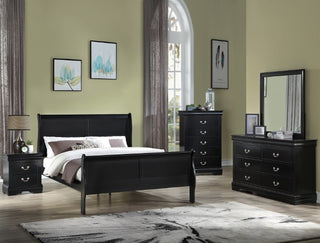 SETB3950 LOUIS PHILIP BLACK KING BEDROOM GROUP
