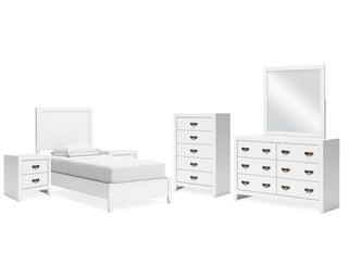 Binterglen Twin Panel Bed, Dresser, Mirror, Chest and 2 Nightstands