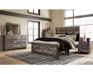 Wynnlow King Crossbuck Panel Bed, Dresser, Mirror and Nightstand