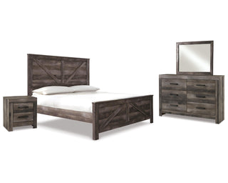 Wynnlow King Crossbuck Panel Bed, Dresser, Mirror and Nightstand