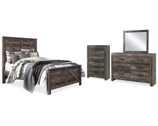 Wynnlow Queen Crossbuck Panel Bed, Dresser, Mirror and Chest