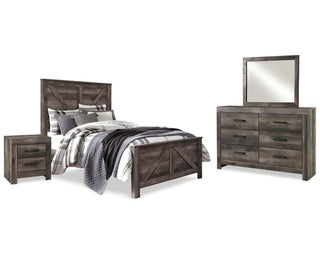 Wynnlow Queen Crossbuck Panel Bed, Dresser, Mirror, and Nightstand