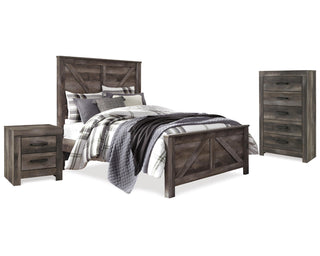 Wynnlow Queen Crossbuck Panel Bed, Chest and Nightstand