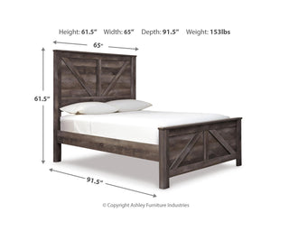Wynnlow Queen Crossbuck Panel Bed, Dresser, Mirror, and Nightstand
