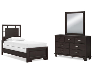 Covetown Twin Panel Bed, Dresser and Mirror
