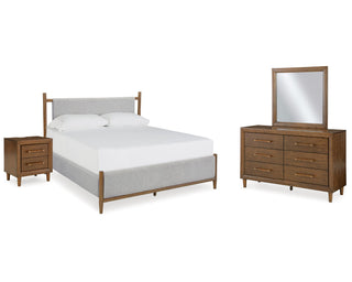 Lyncott Queen Upholstered Bed, Dresser, Mirror and Nightstand