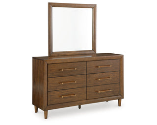 Lyncott Queen Upholstered Bed, Dresser and Mirror
