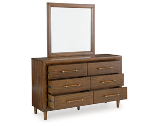 Lyncott Queen Upholstered Bed, Dresser and Mirror