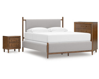Lyncott King Upholstered Bed, Chest and Nightstand