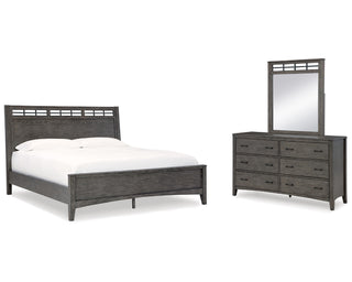 Montillan King Panel Bed, Dresser and Mirror