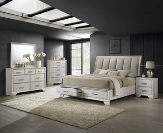 JAYMES Q STORAGE BED HB WHITE MIST