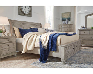 Lettner King Sleigh Bed with 2 Storage Drawers