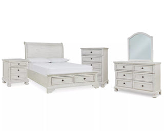Robbinsdale Full Storage Sleigh Bed, Dresser, Mirror, Chest and Nightstand