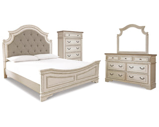 Realyn Queen Panel Bed, Dresser, Mirror and Chest