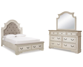 Realyn Queen Storage Bed, Dresser and Mirror