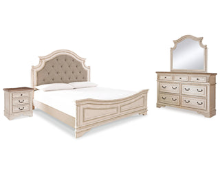 Realyn California King Panel Bed, Dresser, Mirror and Nightstand