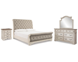 Realyn King Sleigh Bed, Dresser Mirror and Nightstand